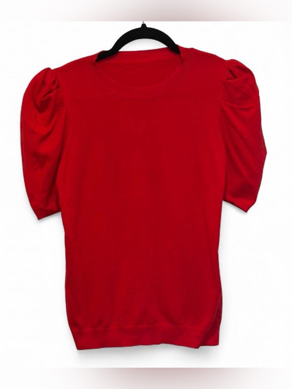 Women’s Red Puff-Sleeve Knit Top Small NWT